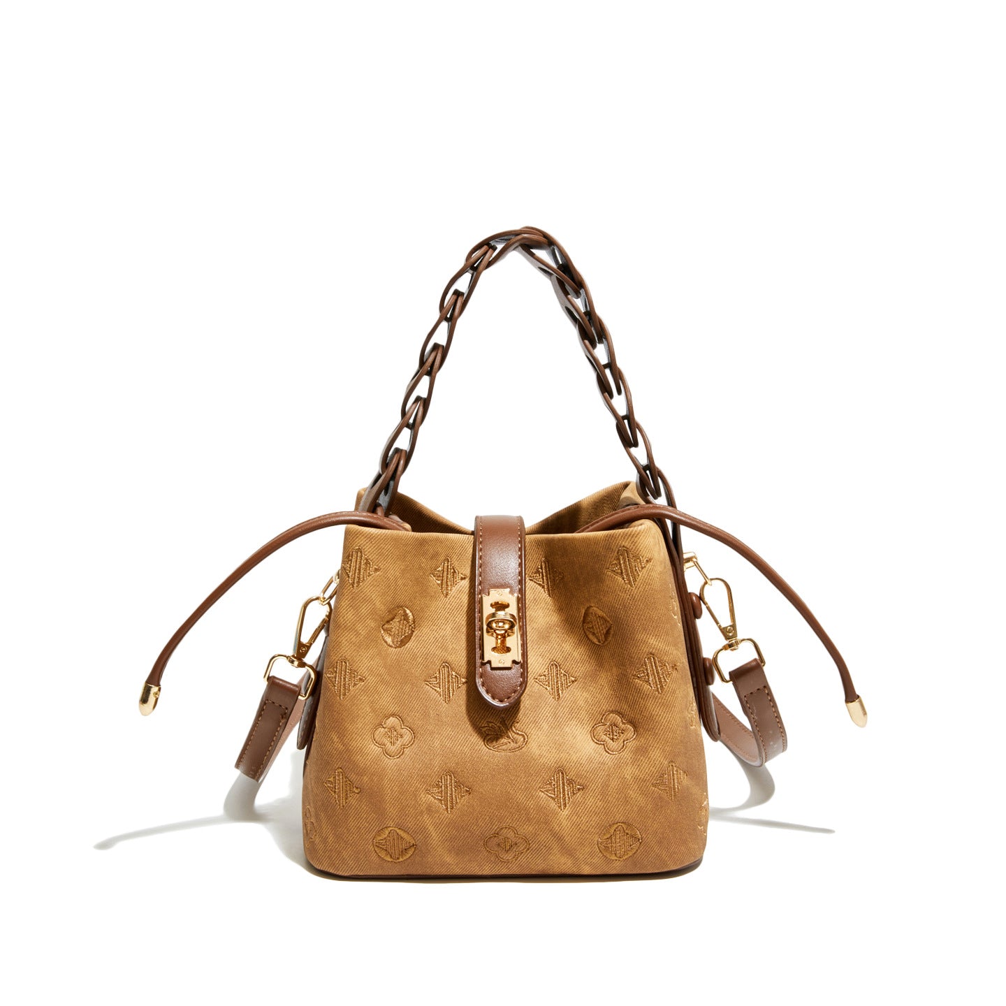 Women's Luxury Style Woven Vegetable Basket Embossed Bucket Bag