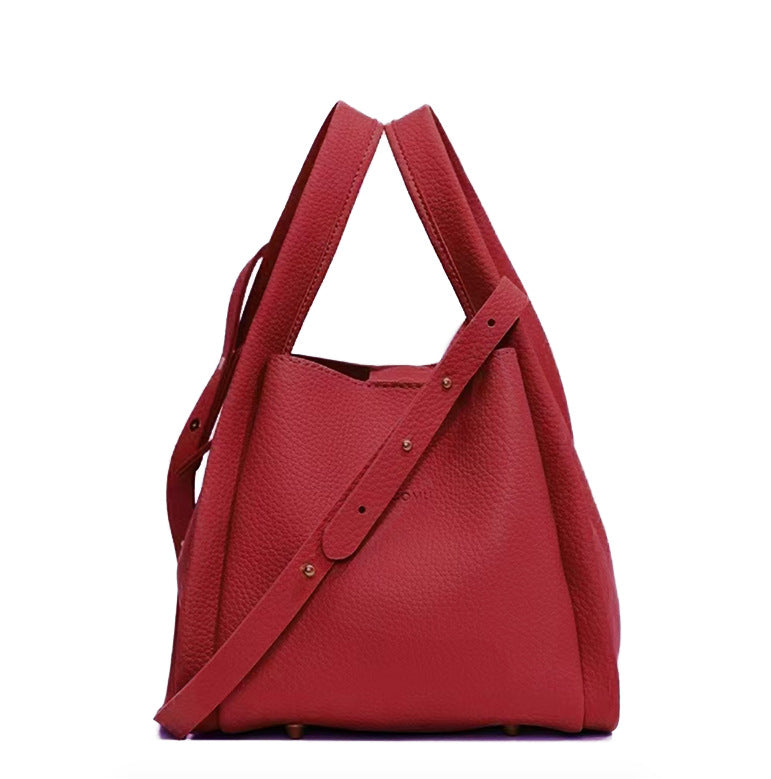 Women's Fashion Lychee Pattern Simple Korean Style Bucket Bag