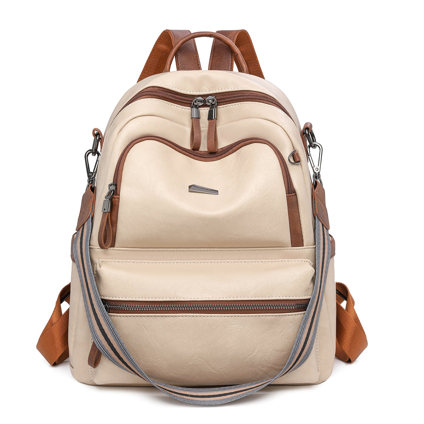 Women's Fashionable Korean Style Versatile Fashion Soft Leather Large Backpacks
