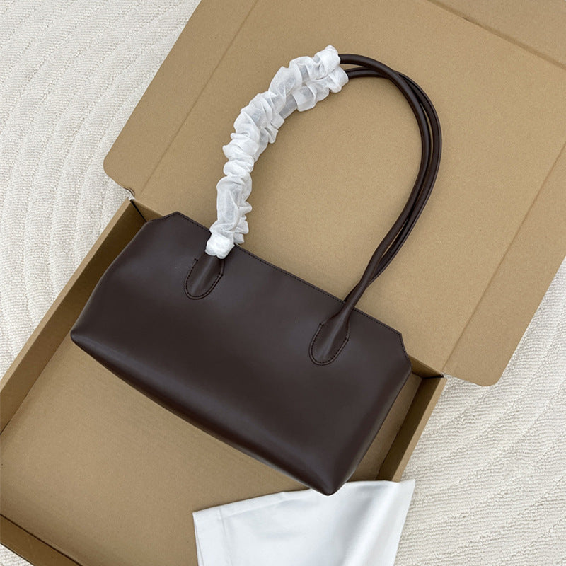 Women's Original Single Minimalist Genuine Leather Long Strap Large Women's Shoulder Bag