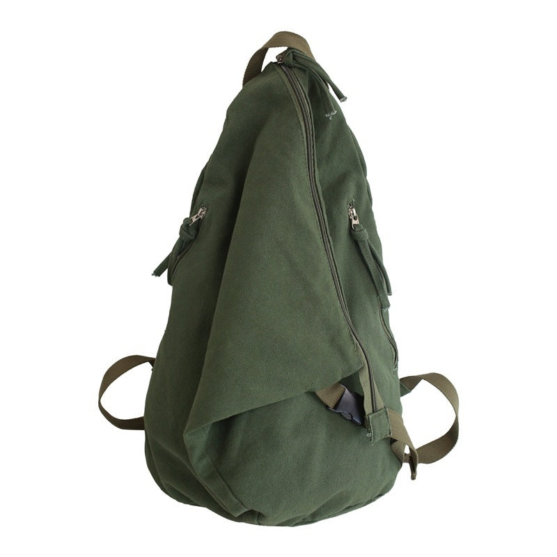 Women's Washed Canvas Idle Style Personalized Korean Solid Color Leisure Backpack