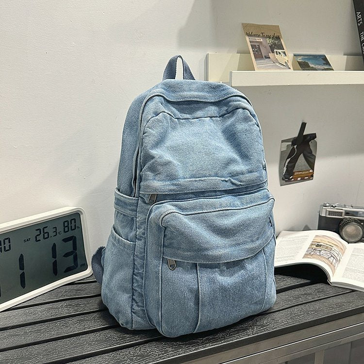 Washed Denim Relaxed For Going Out Women's Backpack