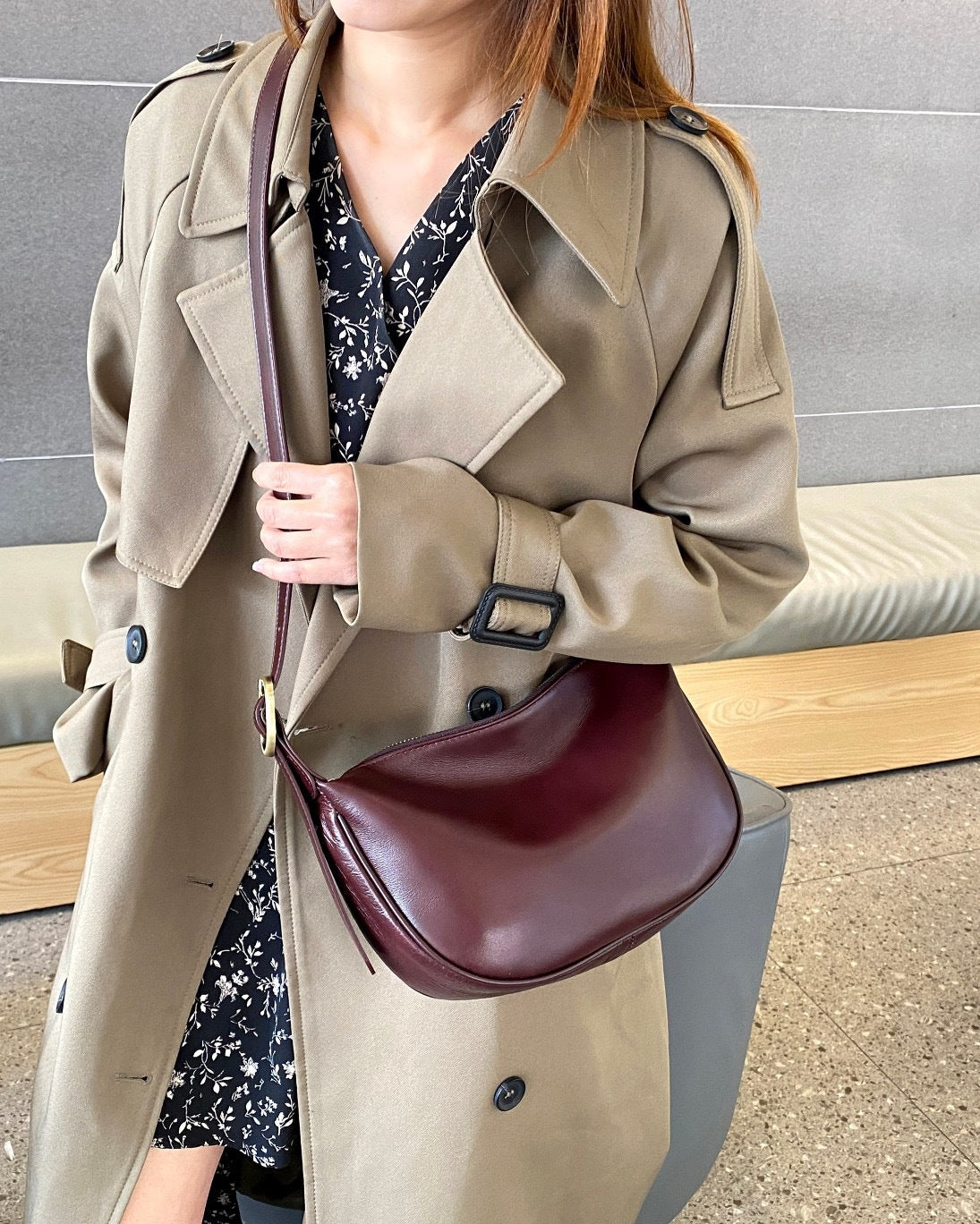 Women's Genuine Leather Fashion Underarm Dumpling Retro Commuter Female Bucket Bag