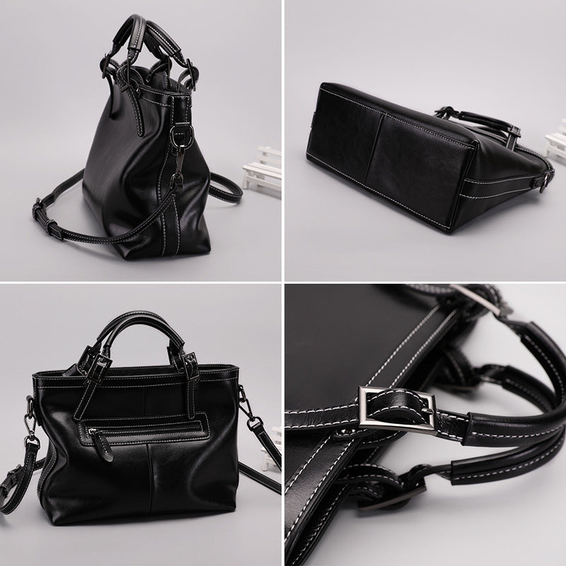 Women's Summer Vintage Leather Simple Commute Cowhide Women's Shoulder Bag