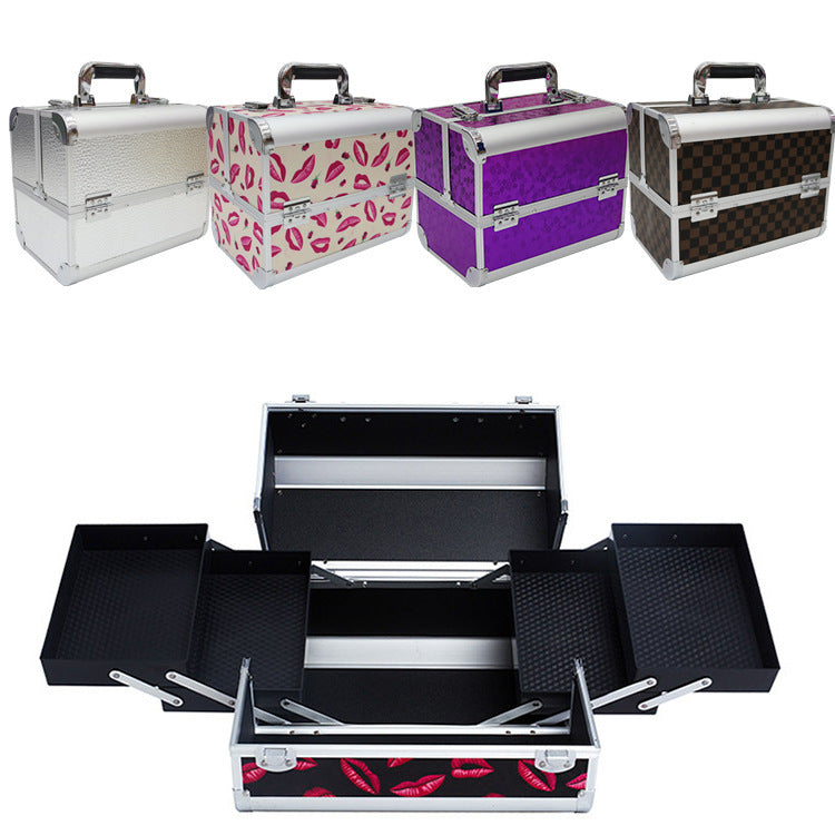 Alloy Makeup Box Tattoo Embroidery Nail Beauty Eyelash Toolbox Cosmetic Case