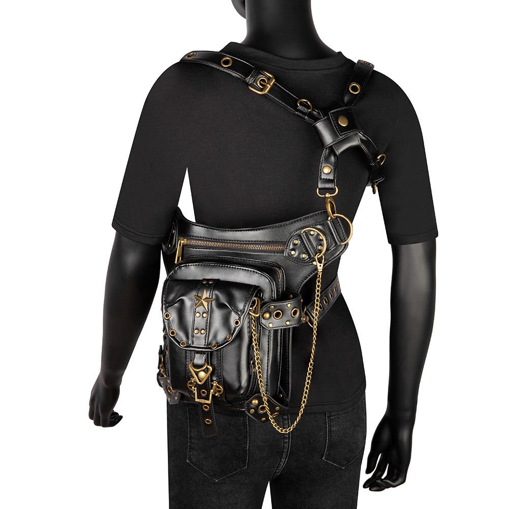 Women's Retro Punk Fashion Pouch Solid Color Women's Messenger Bag