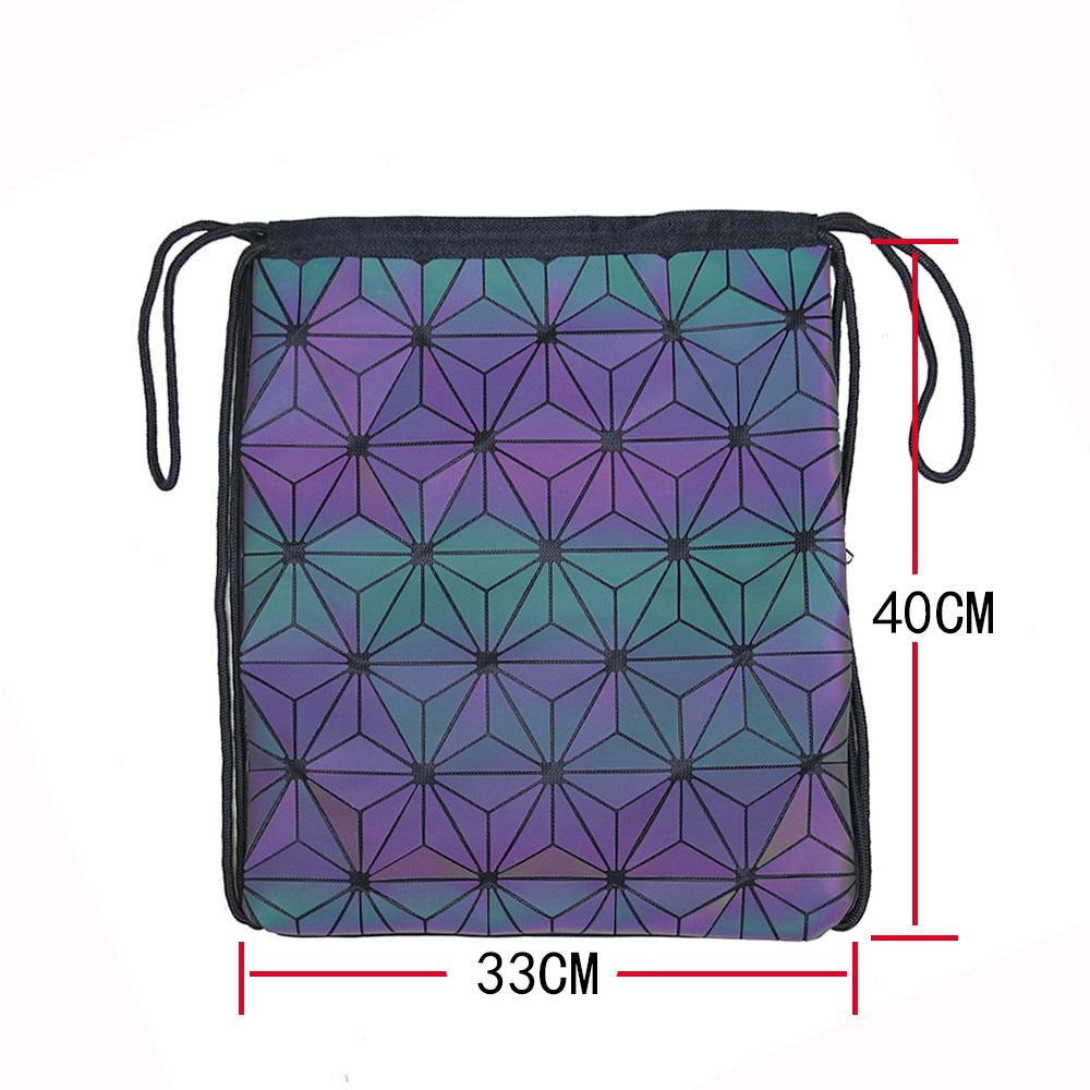 Rhombus Luminous Colorful Drawstring Male Female Bags