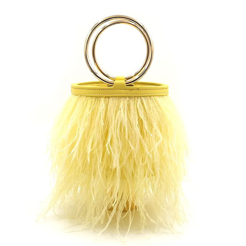 Women's Fashion Chain Imported Ostrich Fur Hand Handbags