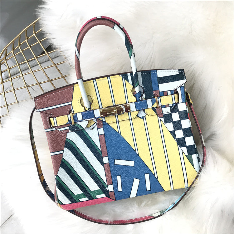 Women's Platinum Painted Top Layer Leather For Women's Handbag