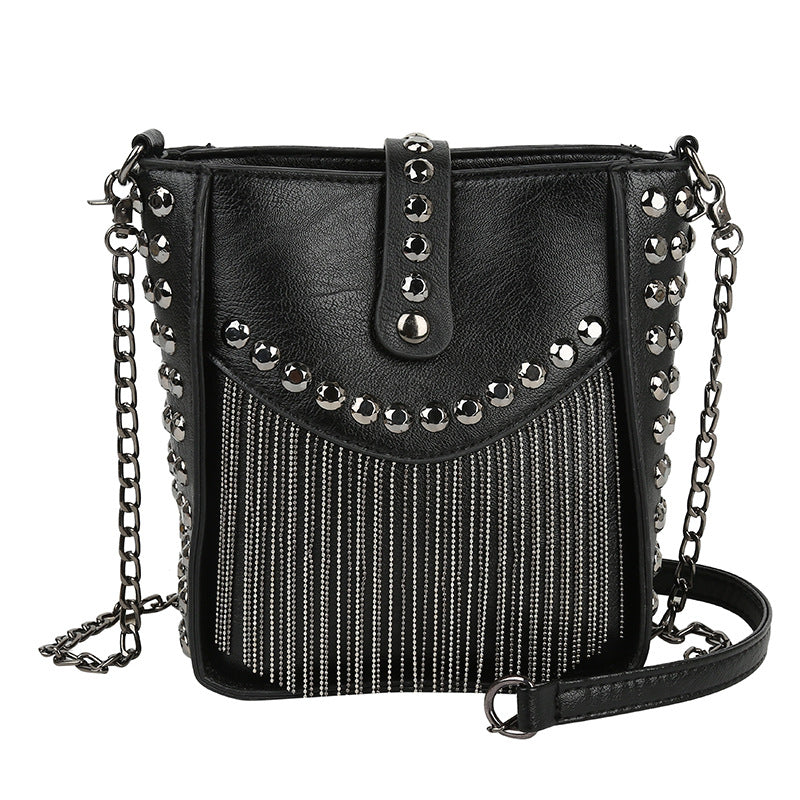 Women's Fashion Korean Style Black Mobile Tassel Women's Shoulder Bag