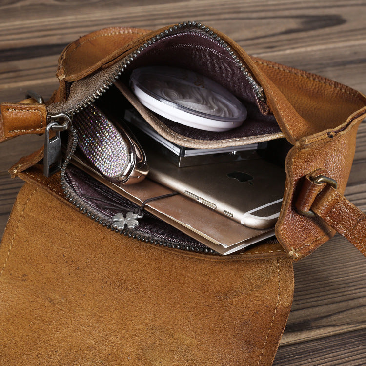 Women's Style First Layer Cowhide Genuine Leather Simple Retro Women's Shoulder Bag