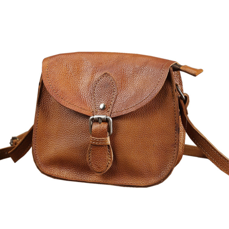 Women's Style First Layer Cowhide Genuine Leather Simple Retro Women's Shoulder Bag