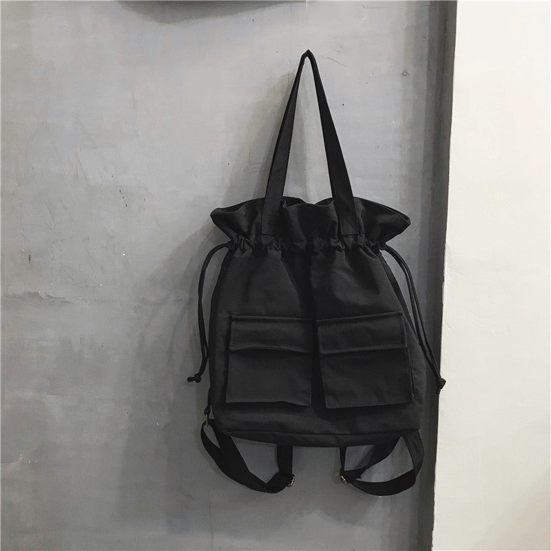 Women's Solid Color Large Capacity Canvas Personality Art Leisure Backpack