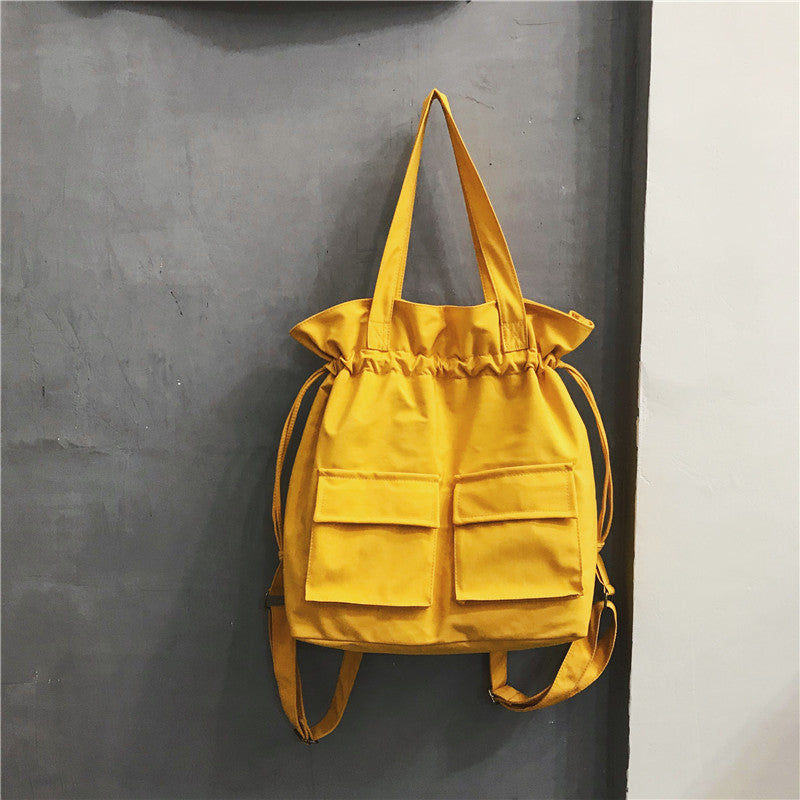 Women's Solid Color Large Capacity Canvas Personality Art Leisure Backpack