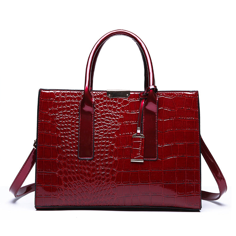 Versatile Slouchy Women's Fashion Crocodile Pattern Tote Bag