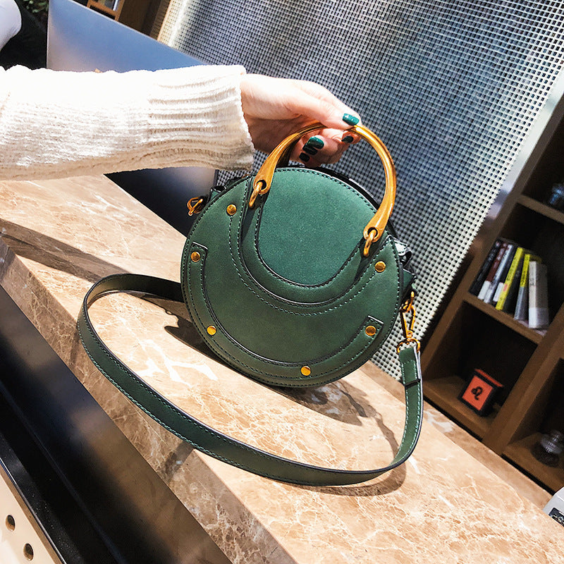 Charming Women's Round Fashion Matte Stitching Bags