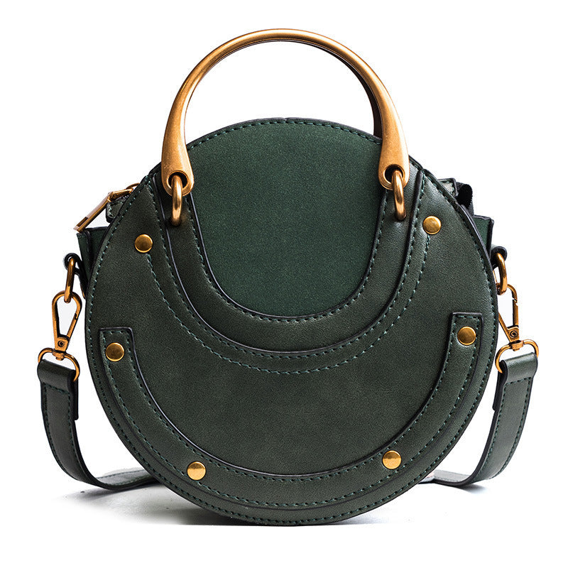Charming Women's Round Fashion Matte Stitching Bags