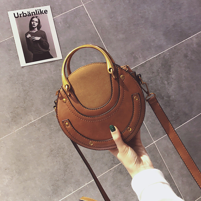 Charming Women's Round Fashion Matte Stitching Bags