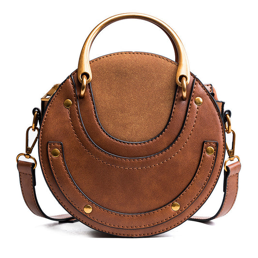 Charming Women's Round Fashion Matte Stitching Bags