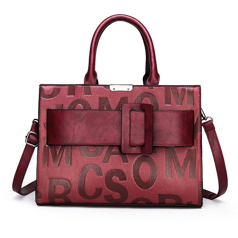 Women's Letter Pattern Portable Embossed Large Capacity Shoulder Bags