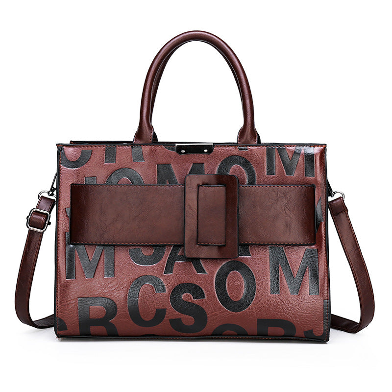 Women's Letter Pattern Portable Embossed Large Capacity Shoulder Bags