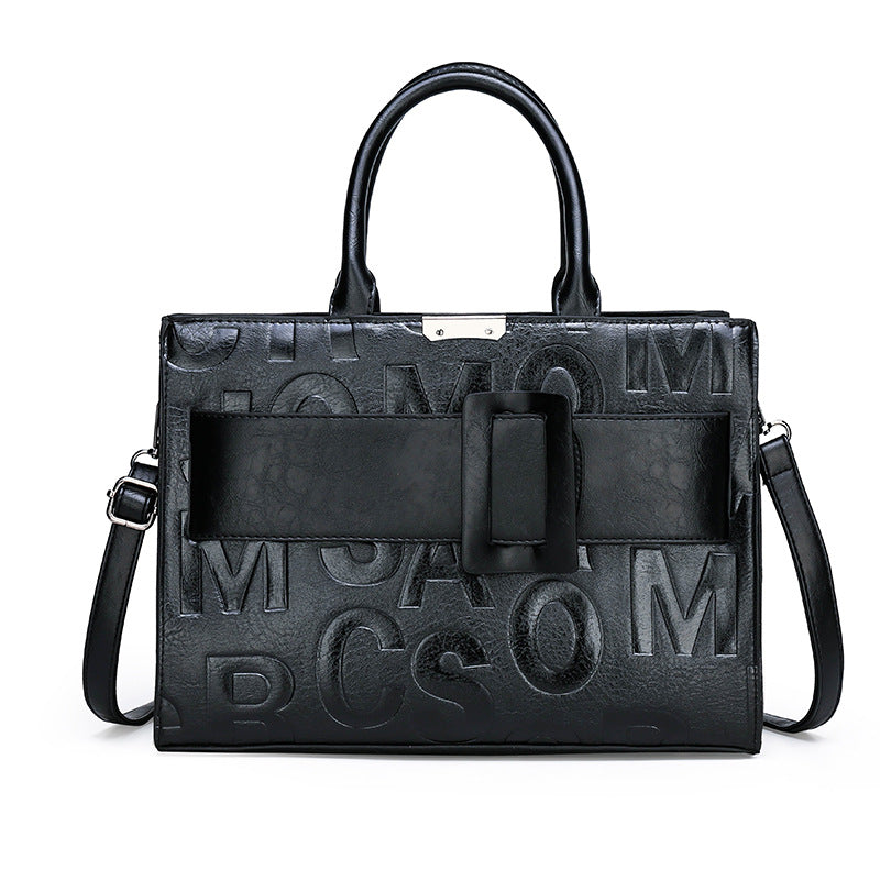 Women's Letter Pattern Portable Embossed Large Capacity Shoulder Bags