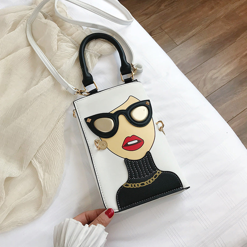 Korean Style Fashion Cartoon Beauty Head Trendy Unique Mobile Bags
