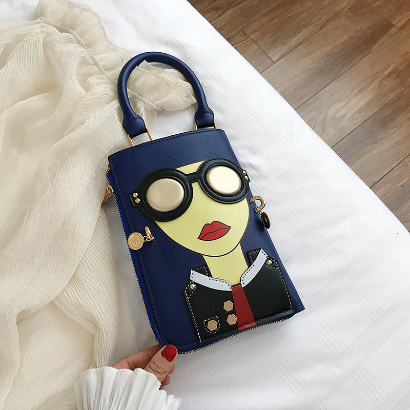 Korean Style Fashion Cartoon Beauty Head Trendy Unique Mobile Bags