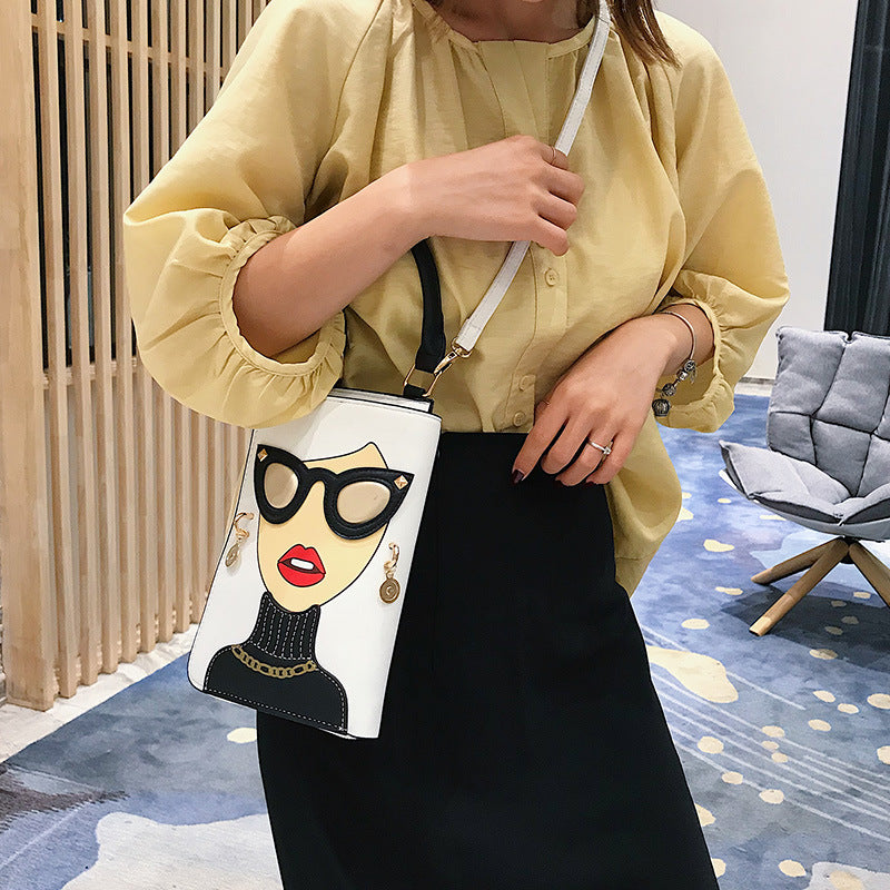 Korean Style Fashion Cartoon Beauty Head Trendy Unique Mobile Bags