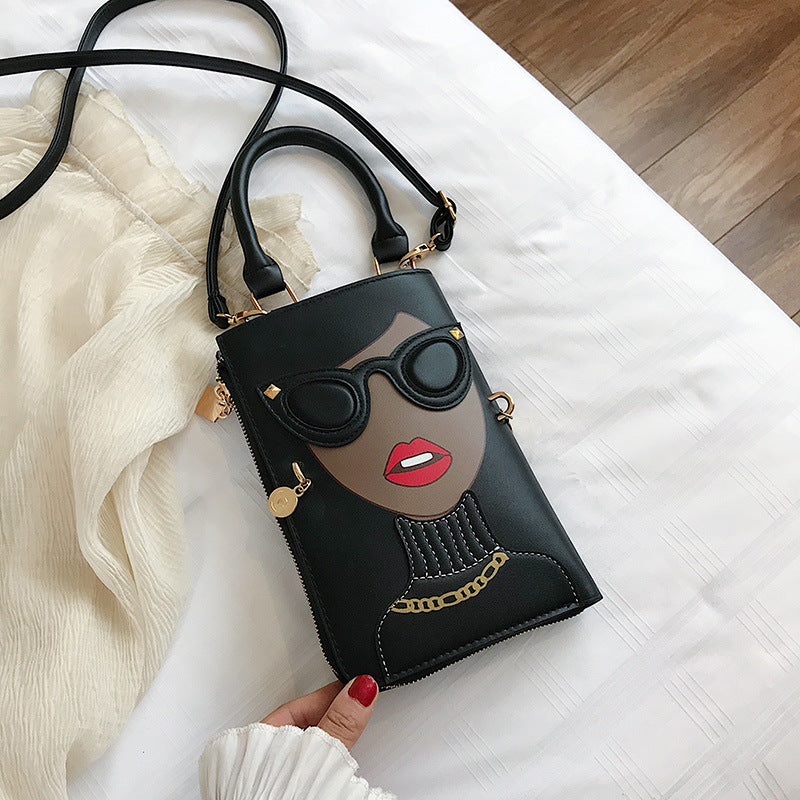 Korean Style Fashion Cartoon Beauty Head Trendy Unique Mobile Bags