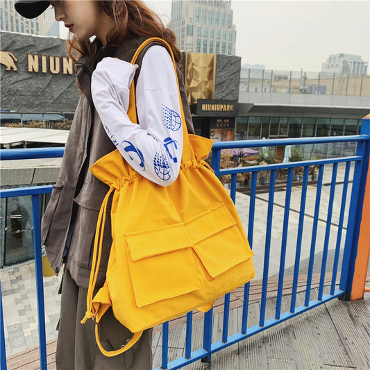 Women's Style Solid Color Large Capacity Canvas Bags