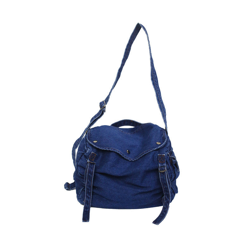 Women's Denim Canvas Tooling Style Simple Solid Color Shoulder Bags