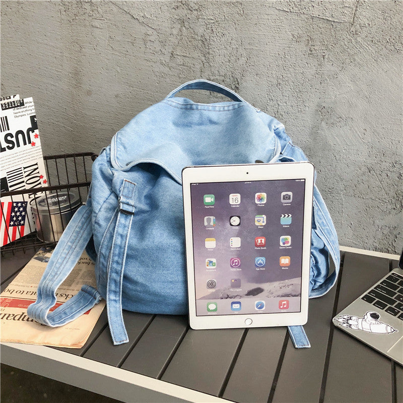 Women's Denim Canvas Tooling Style Simple Solid Color Shoulder Bags