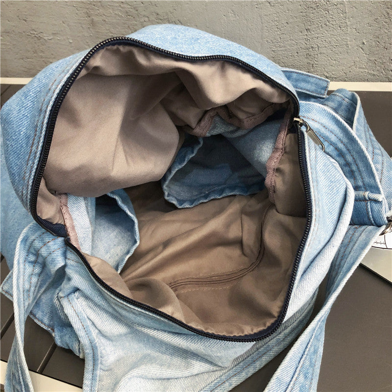 Women's Denim Canvas Tooling Style Simple Solid Color Shoulder Bags