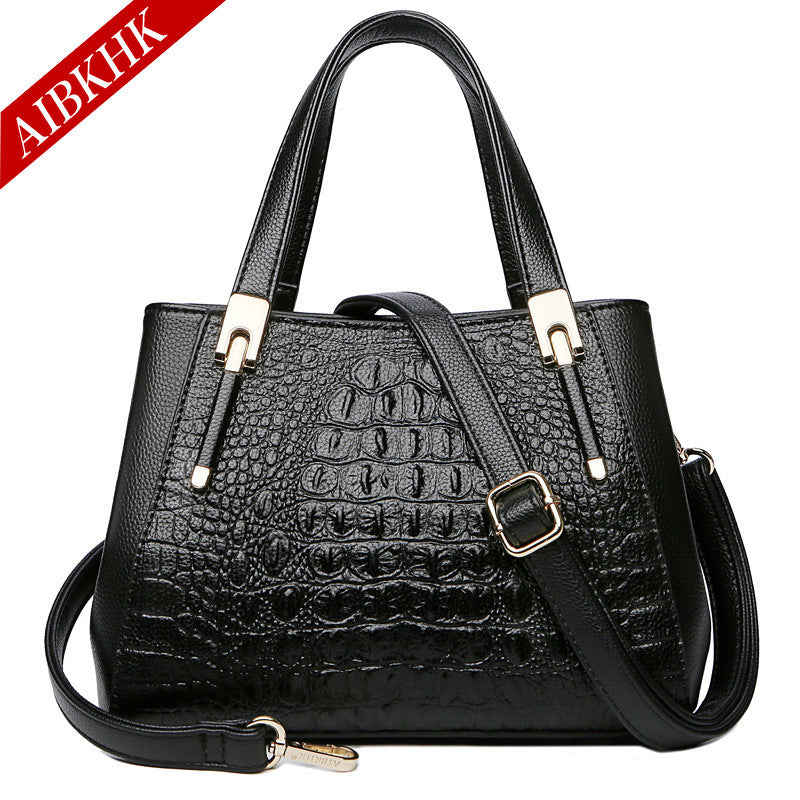 Women's Soft Leather Crocodile Pattern Mother Handbags