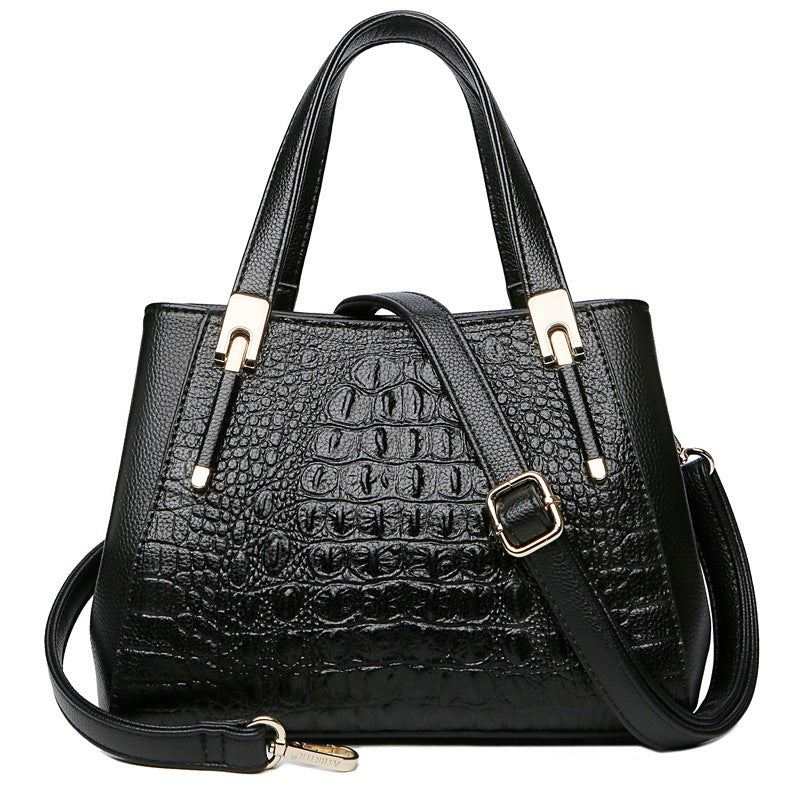 Women's Soft Leather Crocodile Pattern Mother Handbags