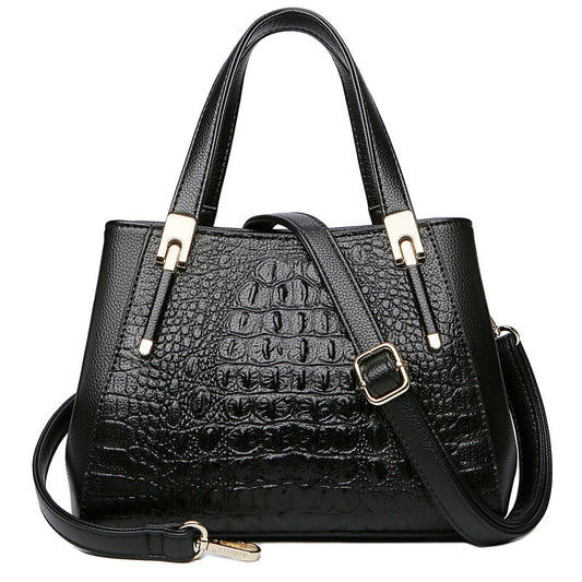 Women's Soft Leather Crocodile Pattern Mother Handbags