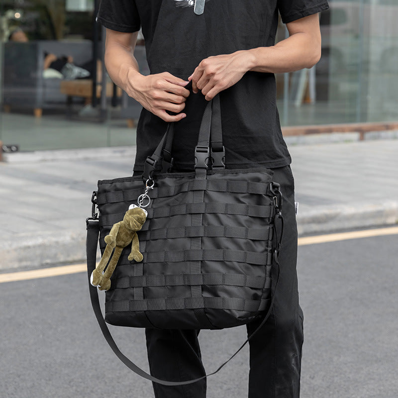 Simple Mechanical Style Unisex Nylon Cloth Men's Messenger Bag