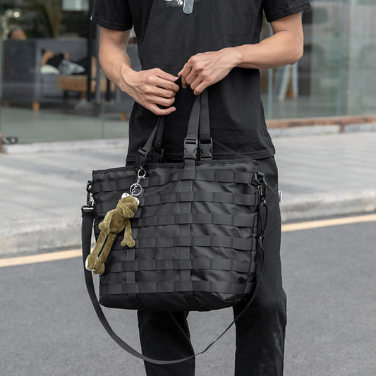 Simple Mechanical Style Unisex Nylon Cloth Men's Messenger Bag
