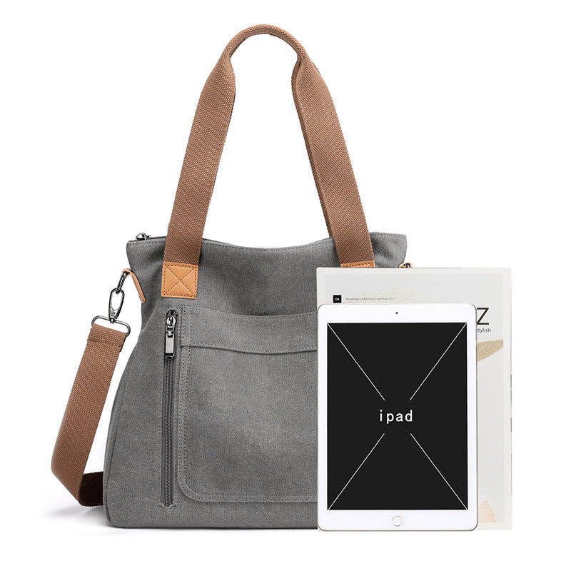 Elegant Women's Versatile Large Capacity Canvas Women's Shoulder Bag
