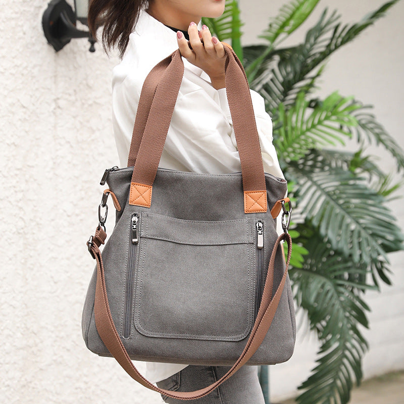 Elegant Women's Versatile Large Capacity Canvas Women's Shoulder Bag