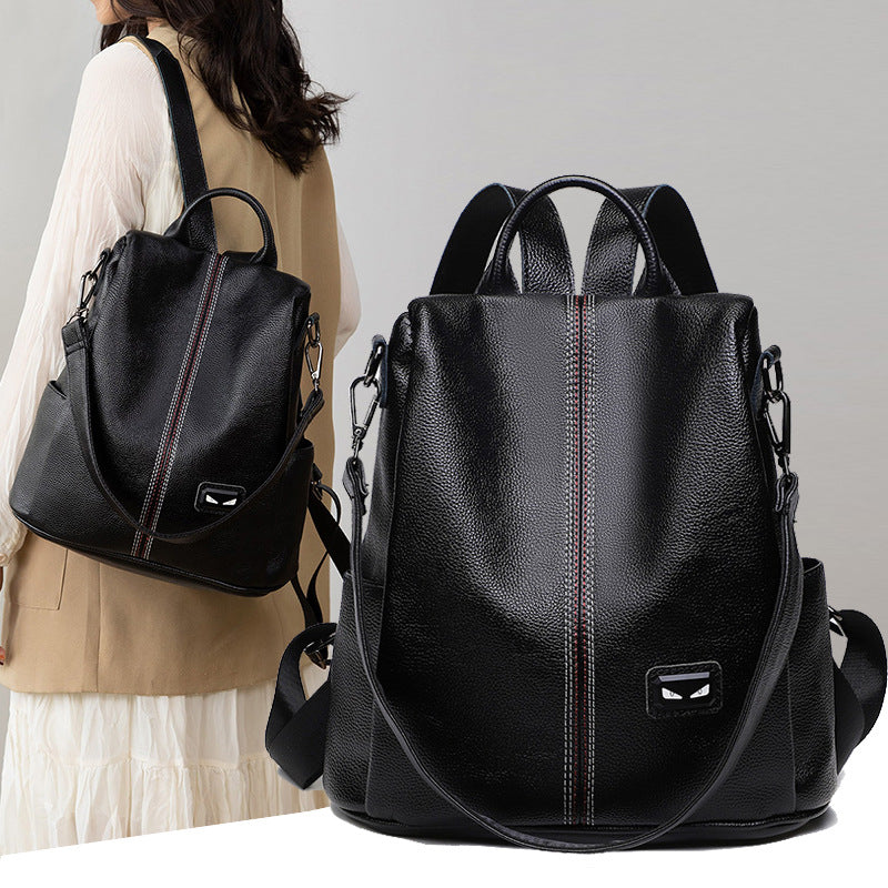 Women's Fashion Lychee Pattern Soft Leather Trendy Women's Backpack
