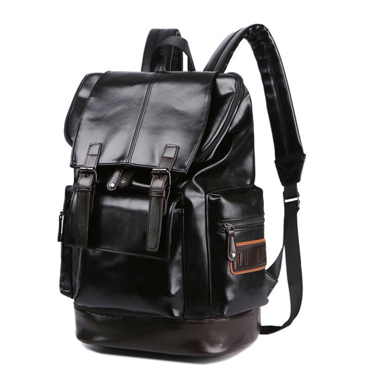 Men's Korean Style Leather Big Fashion Trend Leisure Backpack