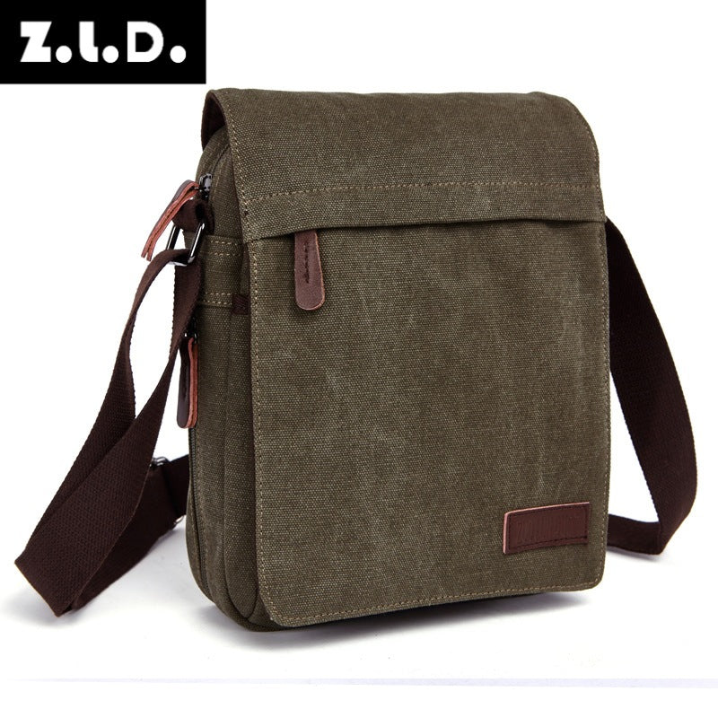 Men's Cross Mirror Canvas Korean Trendy Men's Messenger Bag