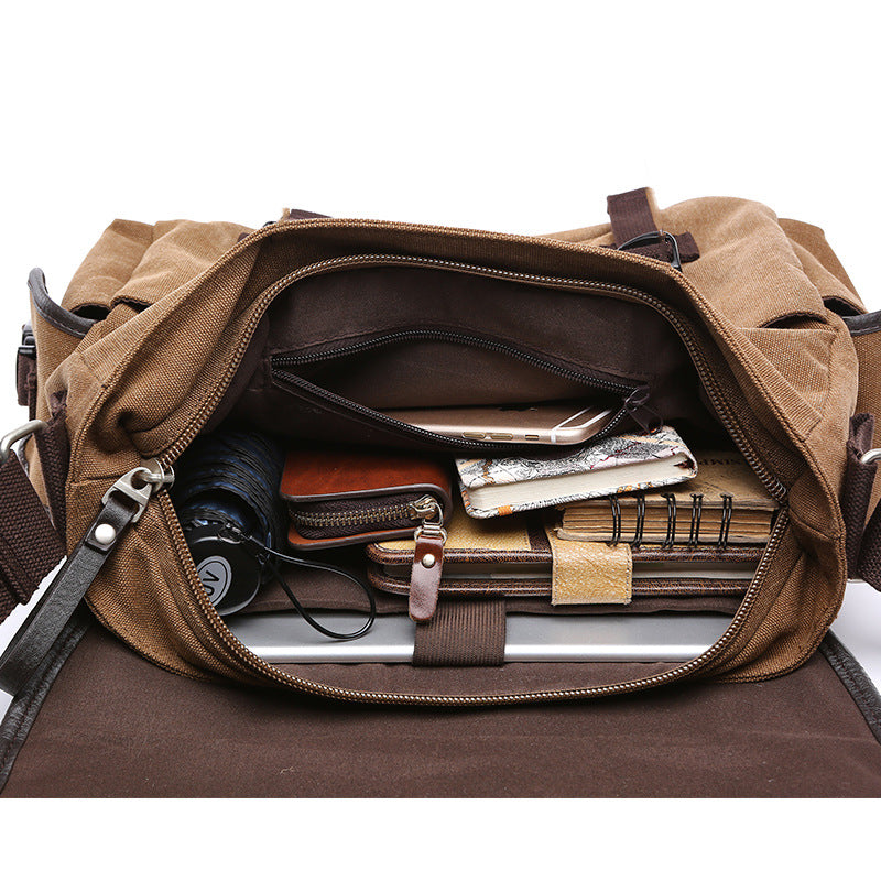 Single Canvas Black Street Style Function Bags