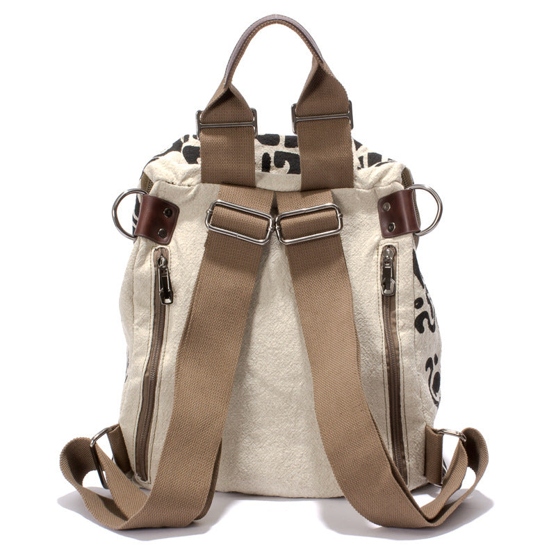 Korean Style Fashionable Pattern Canvas High Women's Backpack