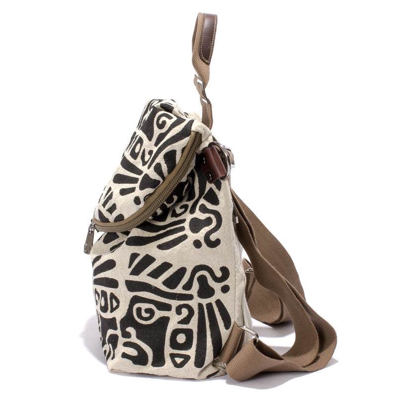 Korean Style Fashionable Pattern Canvas High Women's Backpack