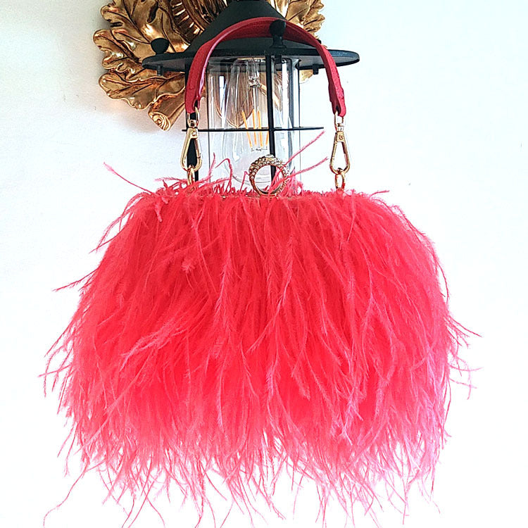 Fashion Tassel Ostrich Feather Dinner Catwalk Bags