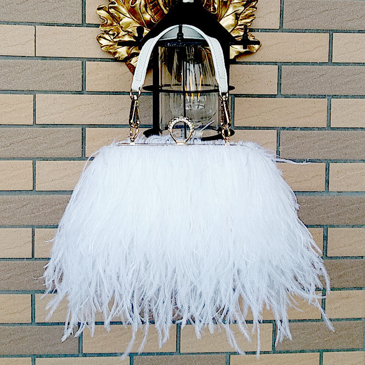 Fashion Tassel Ostrich Feather Dinner Catwalk Bags