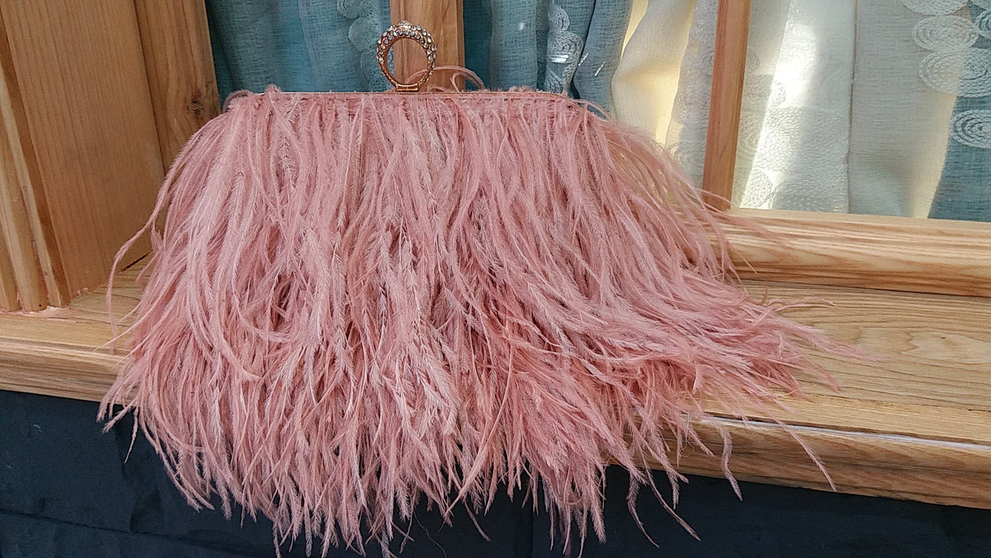 Fashion Tassel Ostrich Feather Dinner Catwalk Bags